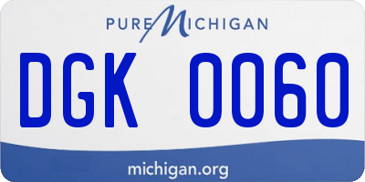 MI license plate DGK0060