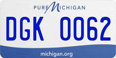 MI license plate DGK0062