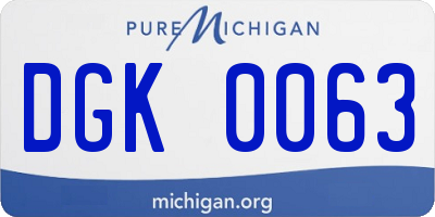 MI license plate DGK0063