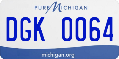 MI license plate DGK0064