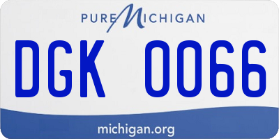 MI license plate DGK0066