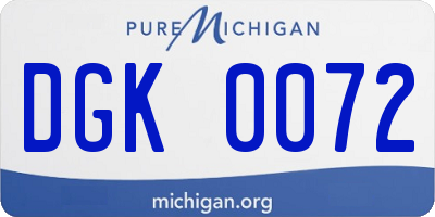 MI license plate DGK0072