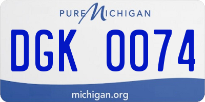 MI license plate DGK0074