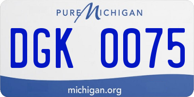 MI license plate DGK0075