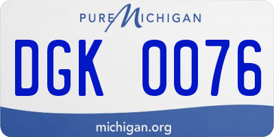 MI license plate DGK0076