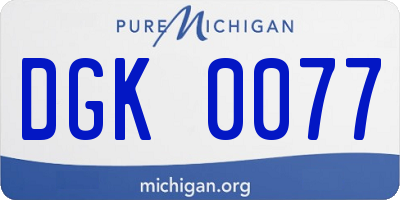 MI license plate DGK0077