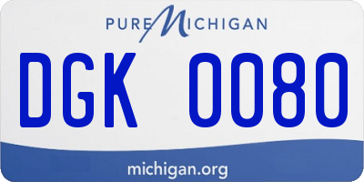MI license plate DGK0080