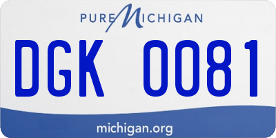 MI license plate DGK0081