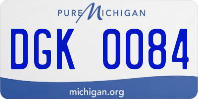 MI license plate DGK0084
