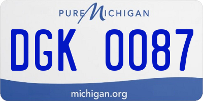MI license plate DGK0087