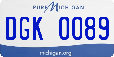 MI license plate DGK0089