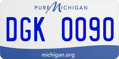 MI license plate DGK0090