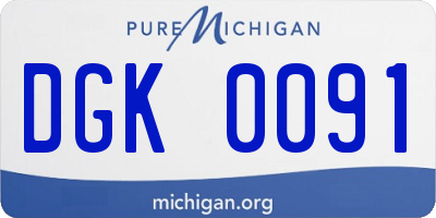 MI license plate DGK0091