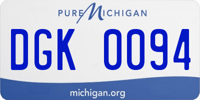 MI license plate DGK0094