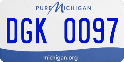 MI license plate DGK0097