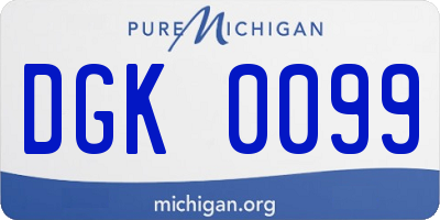 MI license plate DGK0099