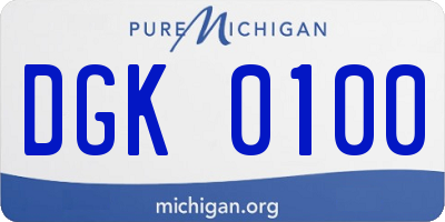 MI license plate DGK0100