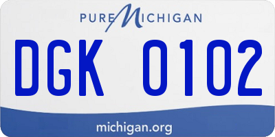 MI license plate DGK0102