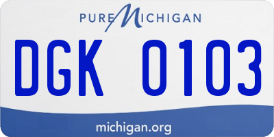 MI license plate DGK0103