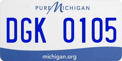 MI license plate DGK0105