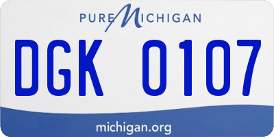 MI license plate DGK0107