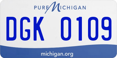 MI license plate DGK0109