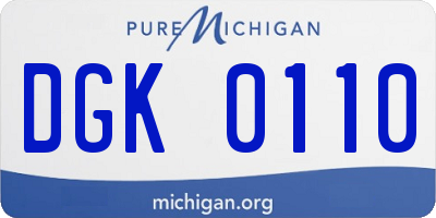 MI license plate DGK0110