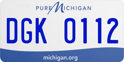 MI license plate DGK0112