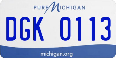 MI license plate DGK0113