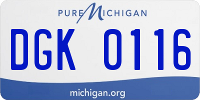 MI license plate DGK0116