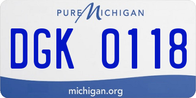 MI license plate DGK0118
