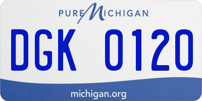 MI license plate DGK0120