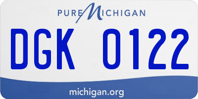 MI license plate DGK0122