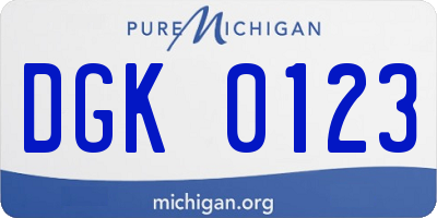 MI license plate DGK0123