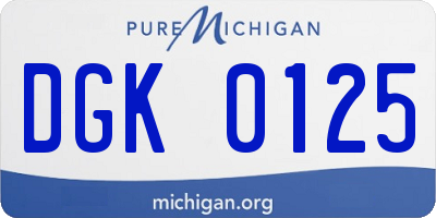 MI license plate DGK0125