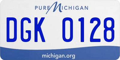 MI license plate DGK0128