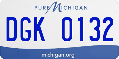 MI license plate DGK0132
