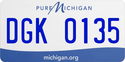 MI license plate DGK0135