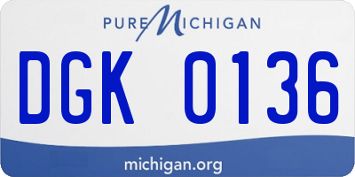 MI license plate DGK0136