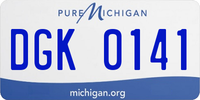 MI license plate DGK0141