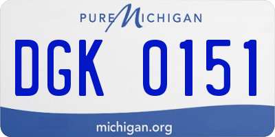 MI license plate DGK0151