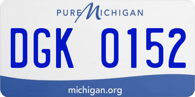 MI license plate DGK0152