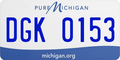 MI license plate DGK0153