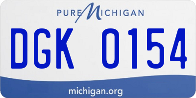 MI license plate DGK0154