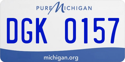 MI license plate DGK0157