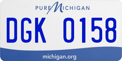 MI license plate DGK0158