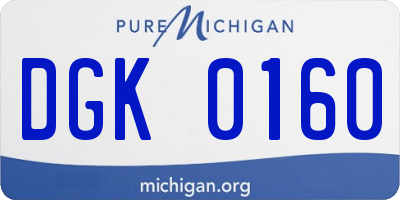 MI license plate DGK0160