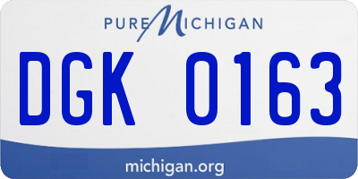 MI license plate DGK0163