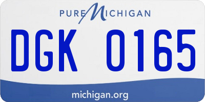 MI license plate DGK0165