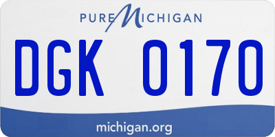 MI license plate DGK0170
